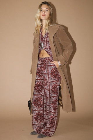 Bordeaux Satin Button Shirt (December Pre-Order)