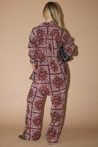 Bordeaux Satin Button Shirt (December Pre-Order)