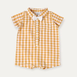 Jules Gingham Bowtie Baby Romper