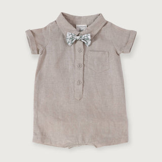 Noah Bowtie Linen Baby Romper