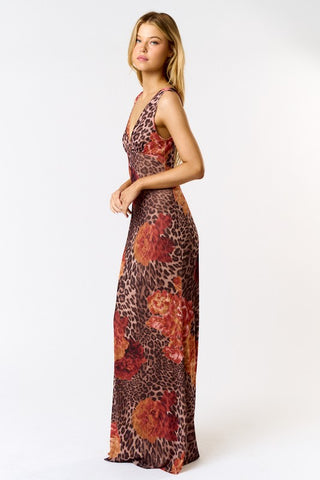 Leopard Print Mesh Maxi Dress