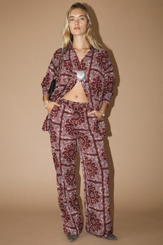 Bordeaux Satin Button Shirt (December Pre-Order)