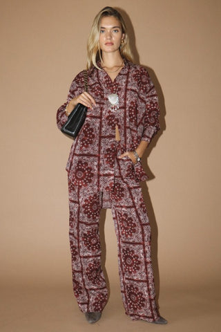 Bordeaux Paisley Wide Leg Trouser (December Pre-Order)