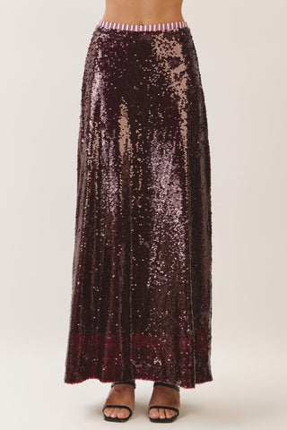 Burgundy Sequin Skirt Set