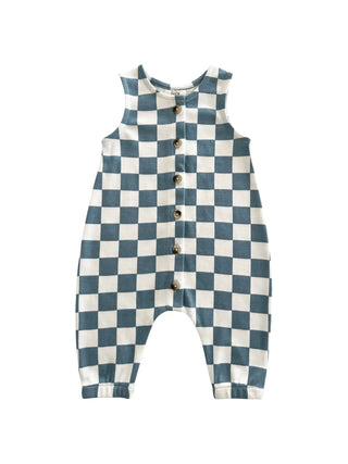 Blueberry Muffin Checkerboard / Organic Bay Jumpsuit