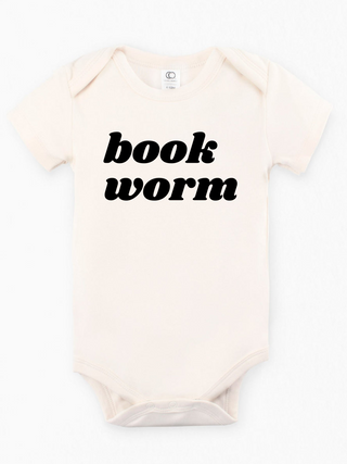 "Book Worm'" Organic Baby Onesie